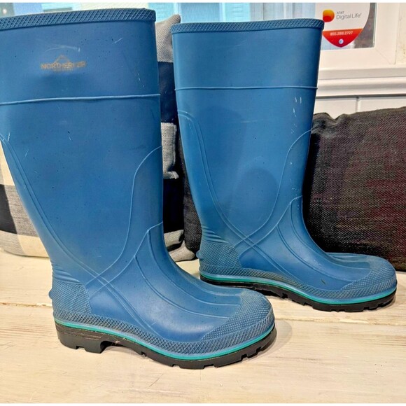 Northerner Rubber Rain Mud Boots Mens Size 7 Blue | Made in USA VGC - Picture 2 of 8